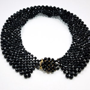 Victorian Black Crystal Beaded Collar, 1930s Vintage Jewelry image 10