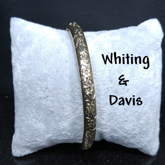 Whiting & Davis Embossed Bangle Bracelet, Gold Tone, 1960s Vintage ...