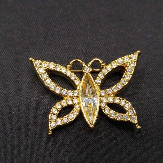 Swarovski Butterfly Swan Logo Small Brooch, Gold Plat… - Gem