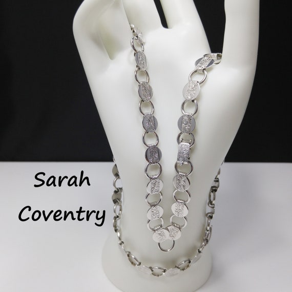 Sarah Coventry Coin Link Necklace or Three Bracel… - image 1