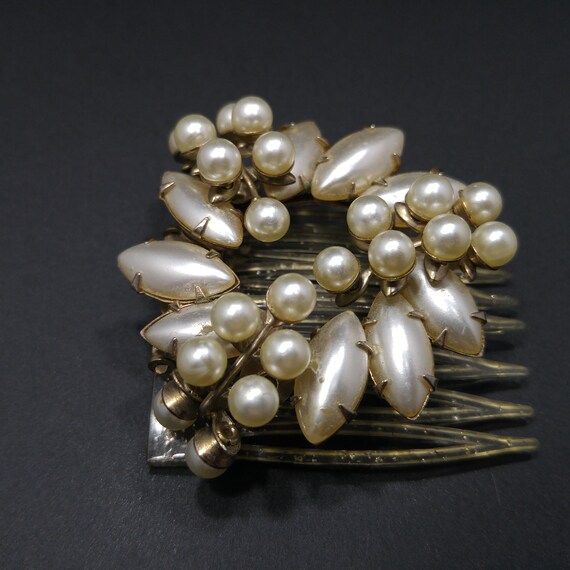 Faux Pearl Wedding Comb, Lucite Confetti Comb, 19… - image 10