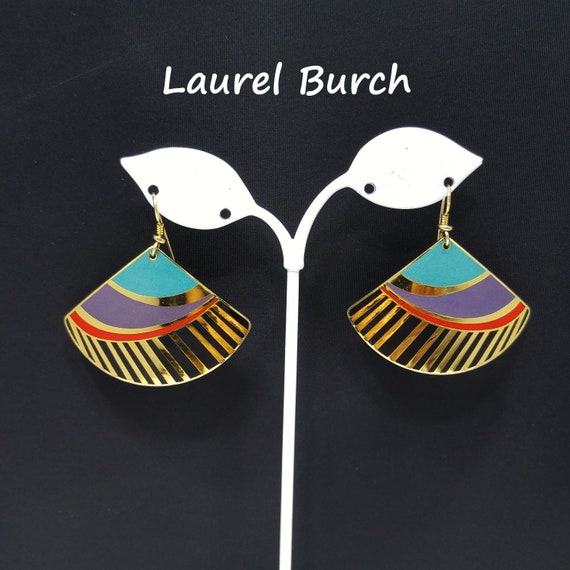 Laurel Burch Geometric Fan Earrings, Colorful Geom