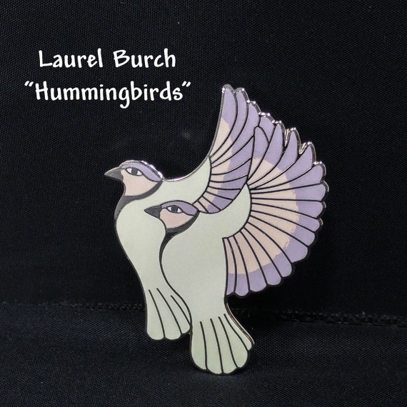 Vintage Laurel Burch "Hummingbirds" Pendant Brooc… - image 1