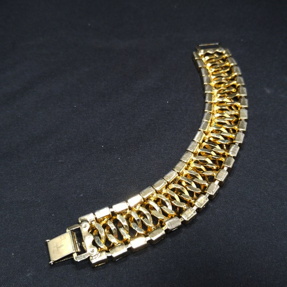 Reinad Chain Clear Rhinestone Bracelet, Gold Plat… - image 9