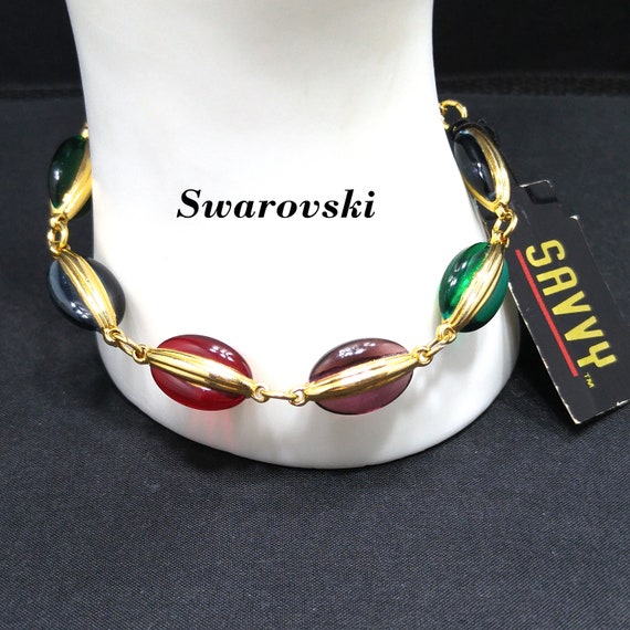 Swarovski Bracelet Multicolored Crystals, Gold Pl… - image 1