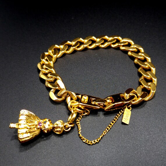 Monet Heavy Gold Plated Charm Bracelet 