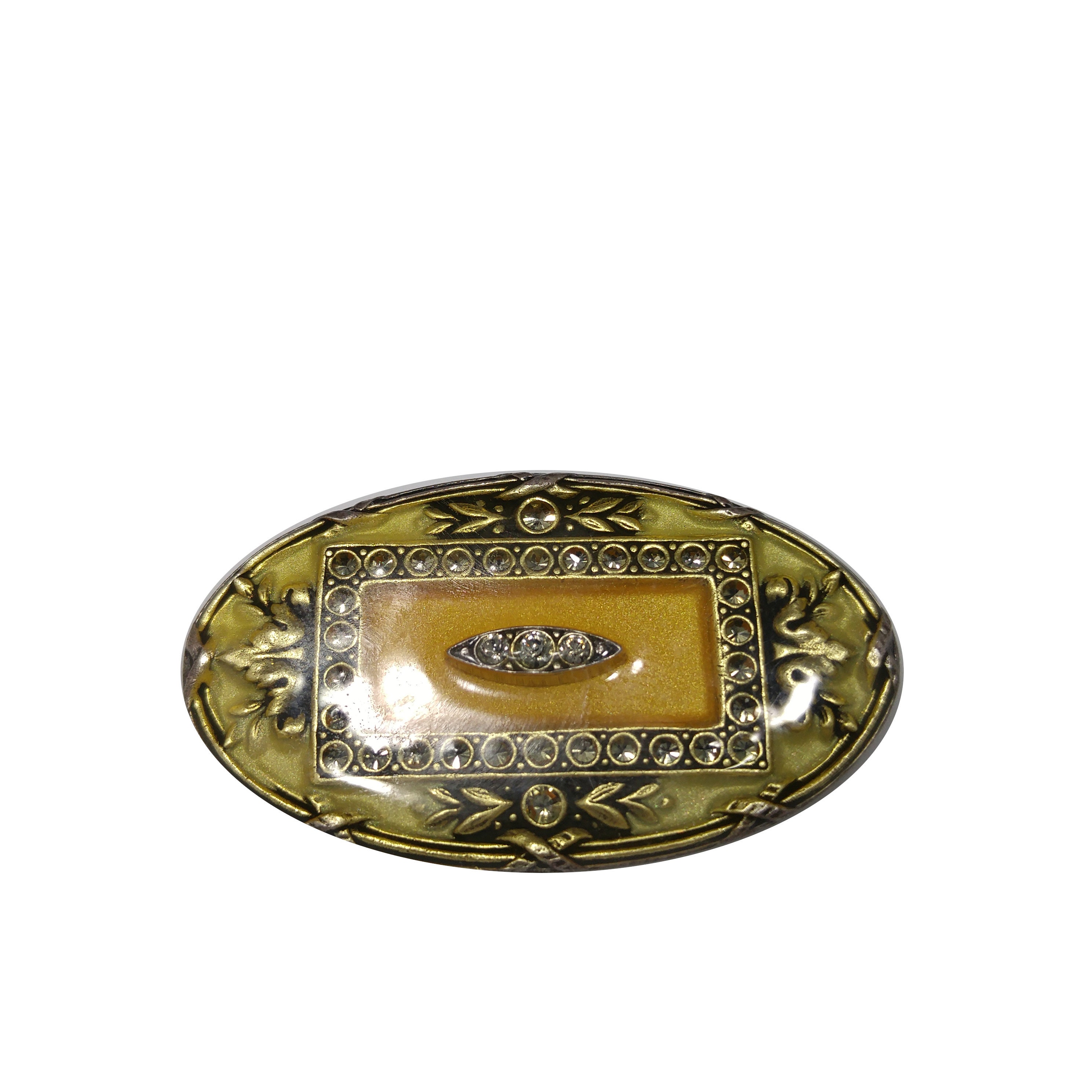 Catherine Popesco France Gold Brooch, Enamel Silver Plated Catherine Popesco France Gold Brooch, Enamel Silver Plated