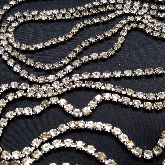 Clear Rhinestone Festoon Belt, Rhodium Plated, 1… - image 4