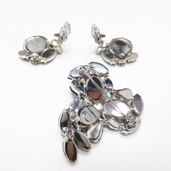 Weiss Black & Clear Rhinestone Brooch and Earring… - image 3