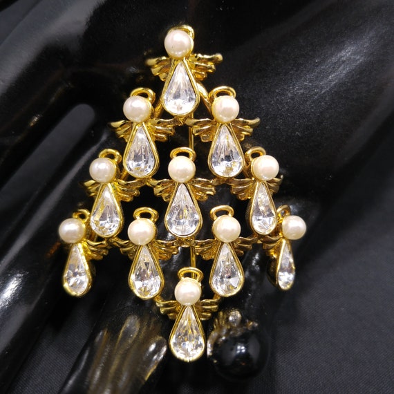 BW Angel Christmas Tree Brooch, Gold Plated, Book Piece