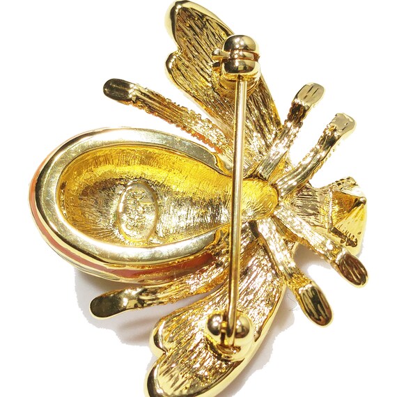 Joan Rivers Bee Enamel Rhinestone Brooch, Gold Pl… - image 7