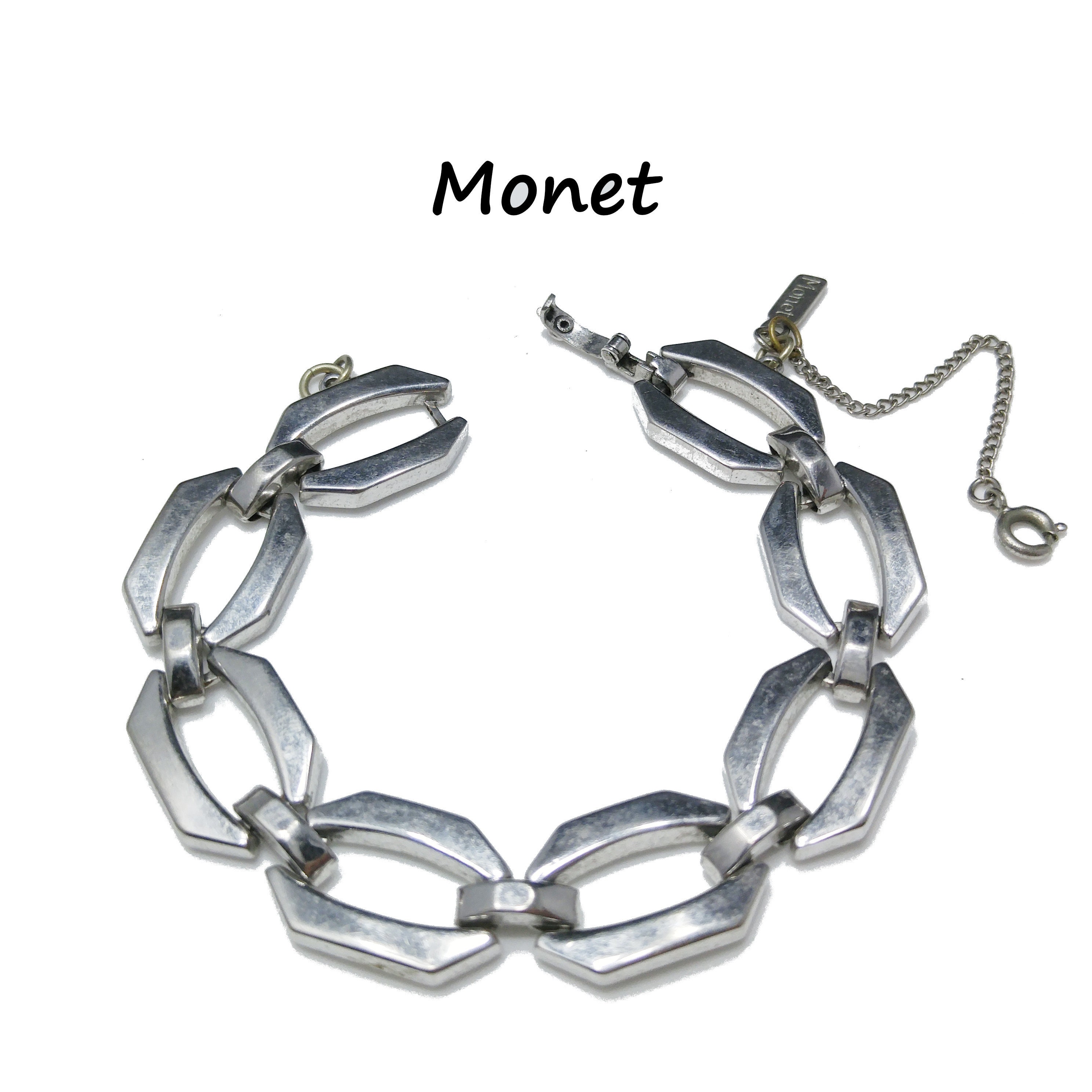 Monet Silver Link Bracelet Gold Plated 