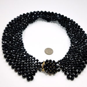 Victorian Black Crystal Beaded Collar, 1930s Vintage Jewelry image 6