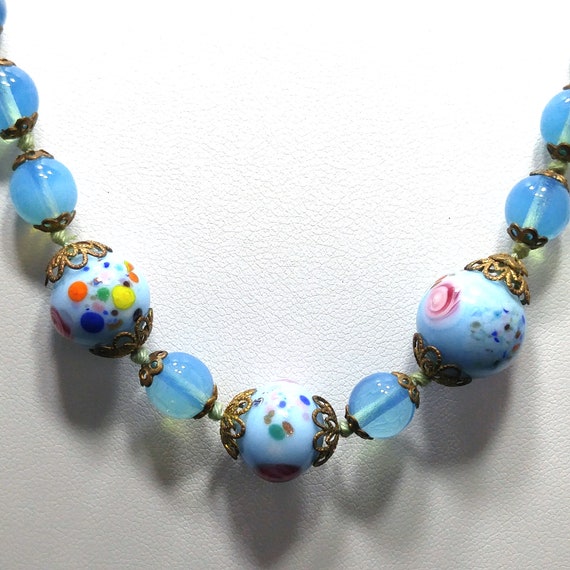 Vintage Murano Bead Hand Knotted Necklace, Three … - image 7