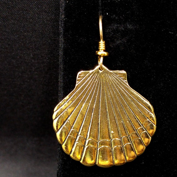 Laurel Burch Seashell Dangle Earrings, Gold Plate… - image 3