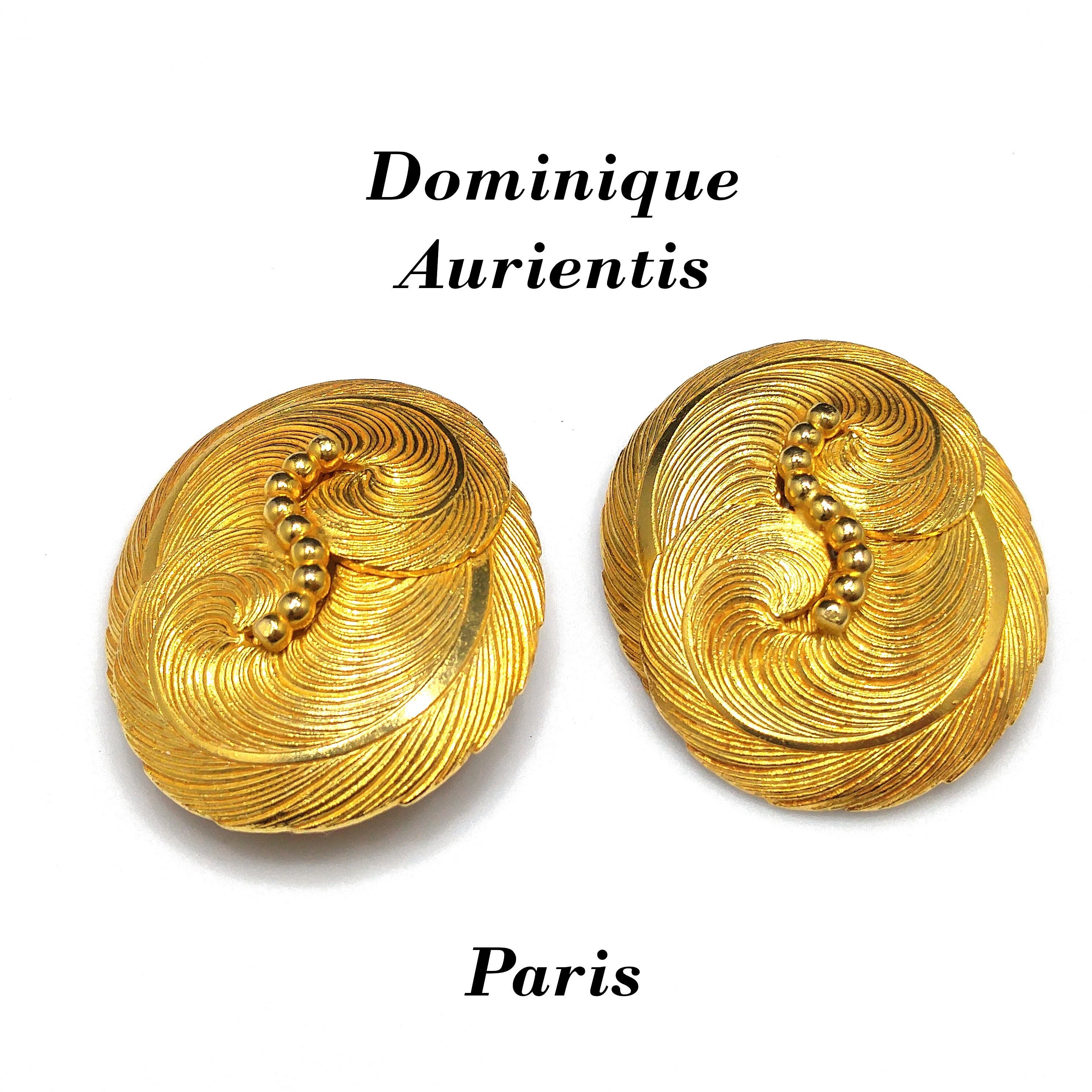 Dominique Aurientis Paris Large Clip Earrings, Gold Plated 