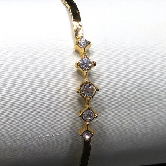 Christian Dior Clear Rhinestone Bracelet, Gold Pl… - image 6