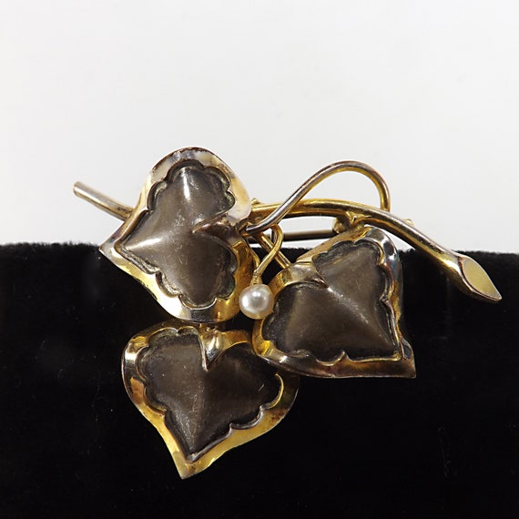 Vintage CREED Sterling Silver Floral Brooch with … - image 7