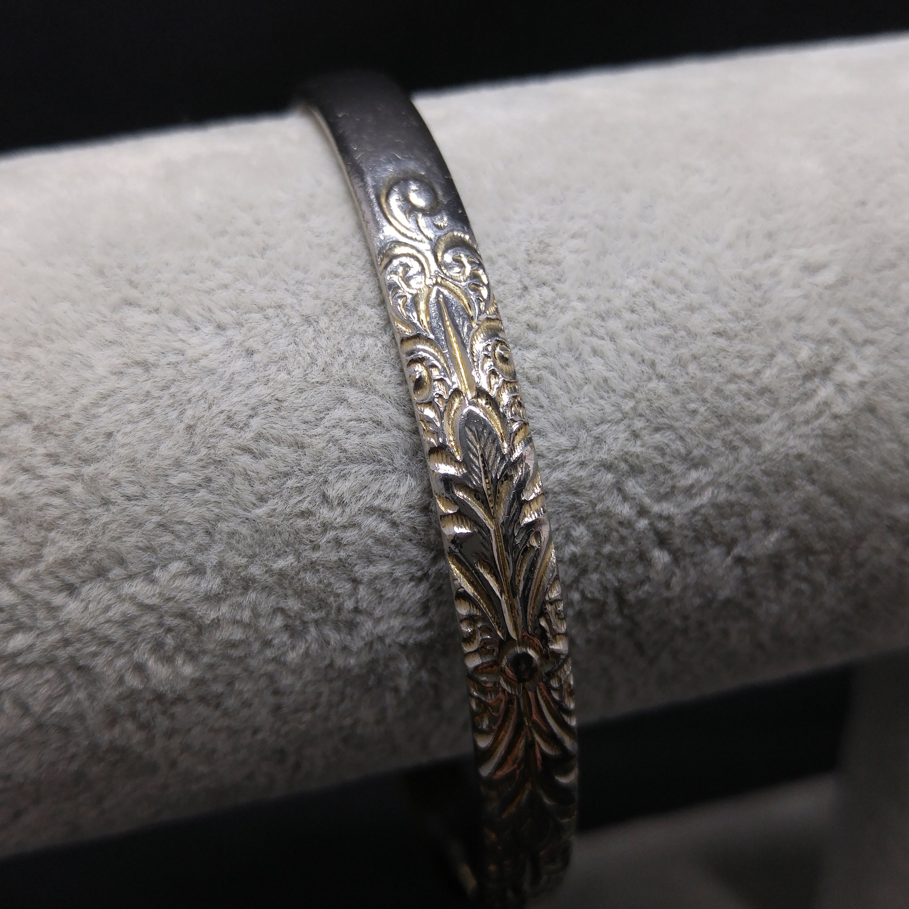 Davis Bracelet, Whiting Design, Bangle Embossed Floral - & Jewelry Etsy Silver Vintage 1950s