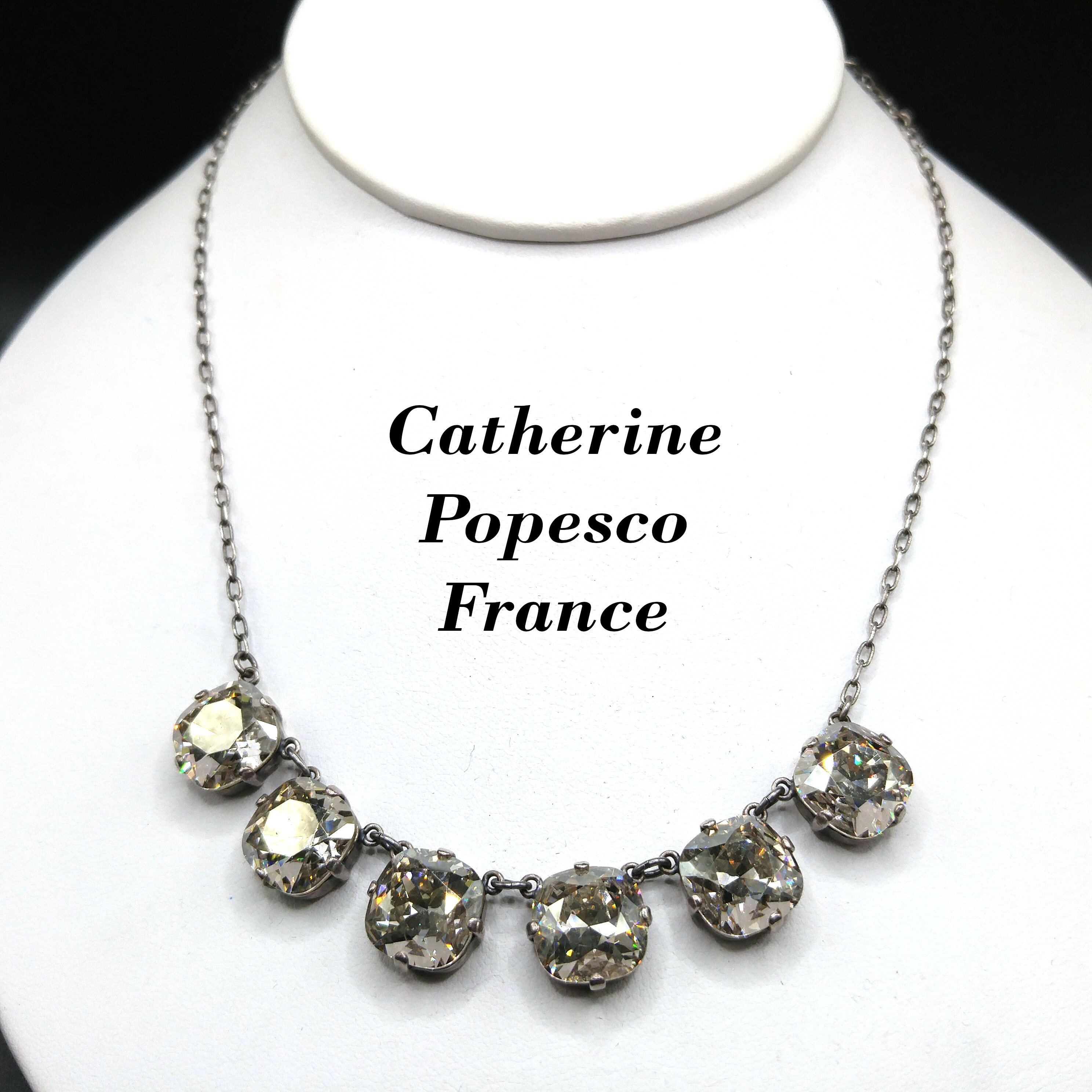 国産品 Crystal Popesco Catherine Rhinestone Deco Art Necklace, アクセサリー
