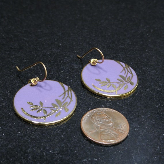 Vintage Laurel Burch Lavender Floral Earrings, Go… - image 7