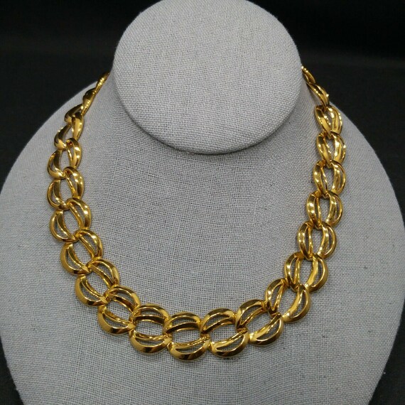 Antique Two-Tone 14k Gold Decorative Link Choker Necklace