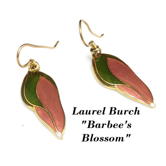 Laurel Burch "Barbee's Blossom" Earrings, Green &… - image 1
