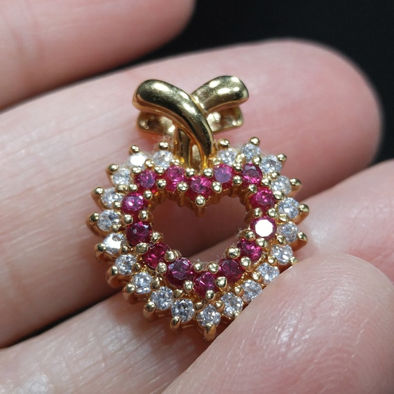 CZ Gemstone Heart Pendant, 925 WM Gold Plate Over… - image 10