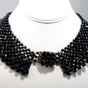 Victorian Black Crystal Beaded Collar, 1930s Vintage Jewelry image 3