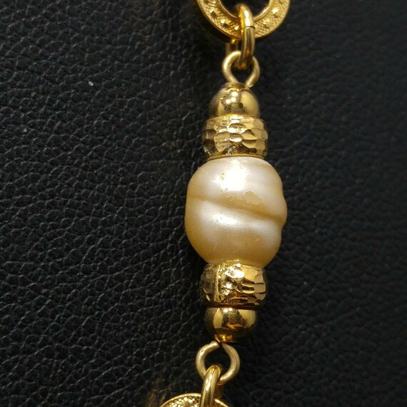 Monet Long Chain Necklace, Faux Baroque & Round P… - image 10