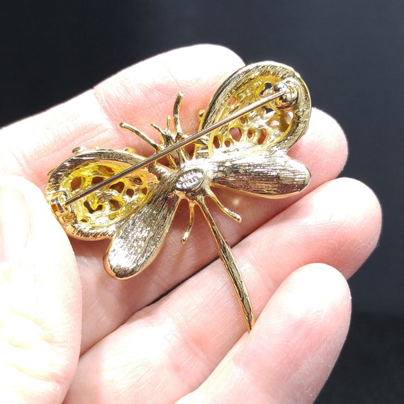 Kirk's Folly Enamel Dragonfly Brooch, Green Ename… - image 4