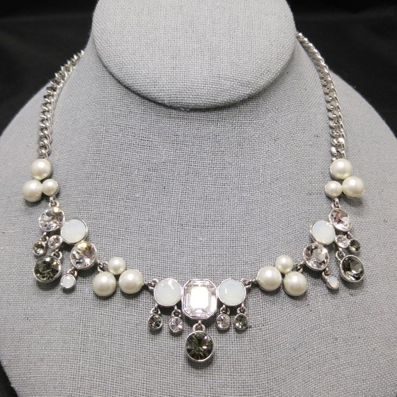 Givenchy Faux Pearl Opalescent Rhinestone Necklac… - image 2