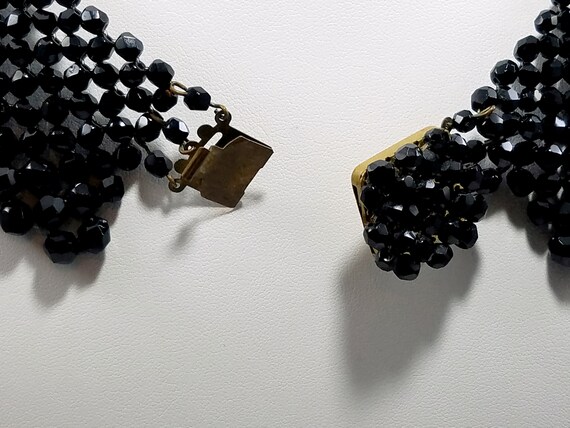Victorian Black Crystal Beaded Collar, 1930s Vint… - image 5