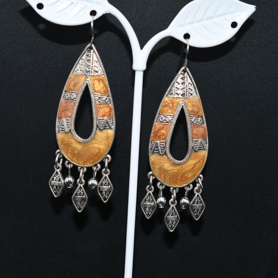 Berebi Large Enamel Pierced Earrings, Dangling Li… - image 2