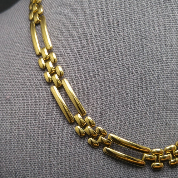 Monet Smooth Link Necklace, Gold Plated, 1980s Vi… - image 9