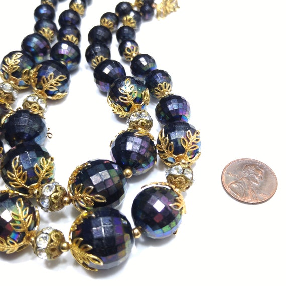 Deauville Lucite Black & Gold Necklace, Two Stran… - image 10