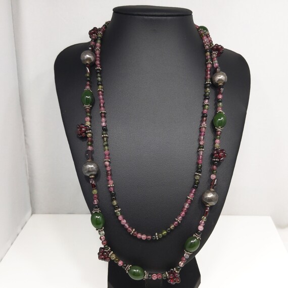 Vintage Gemstone Beaded Necklace, Garnet Clusters… - image 7