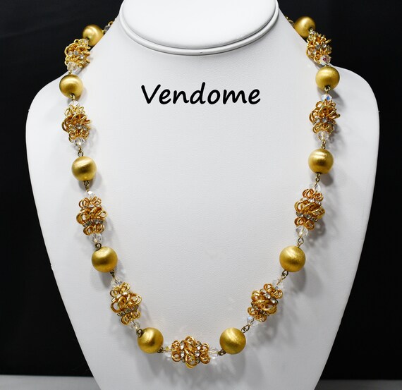 Vendome Gold Clear Rhinestone & Crystal Necklace,… - image 2