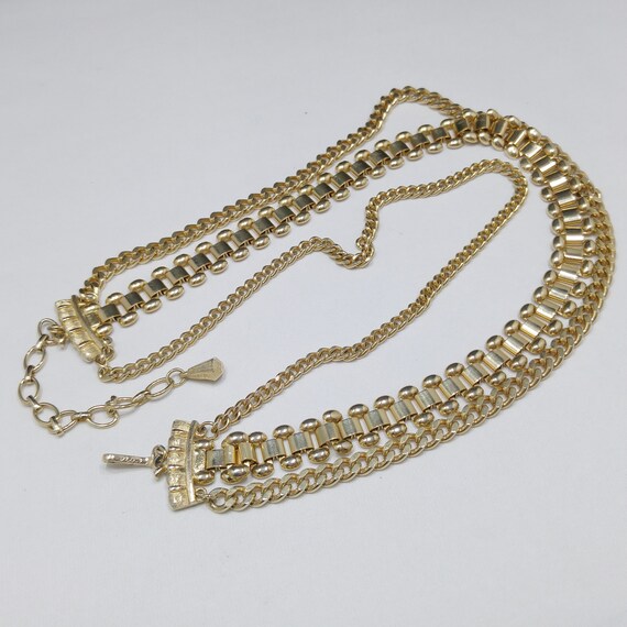 Coro Egyptian Revival Three Strand Necklace, Book… - image 7