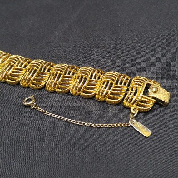 Monet "Golden Weave" Bracelet, Gold Plated, 1960s… - image 4