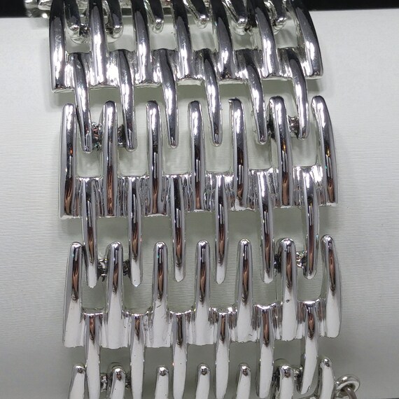 Judy Lee Wide Woven Metal Bracelet, Silver Tone, … - image 3