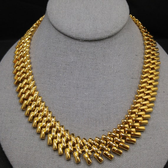 Napier Gold Plated Link Necklace, Pat 4.774.743, … - image 2