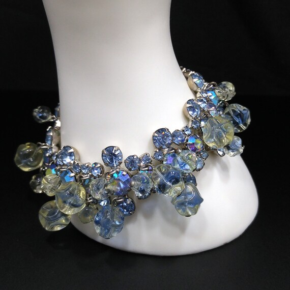 Coro AB Rhinestone Bracelet - Light Peacock Blue Auro… - Gem
