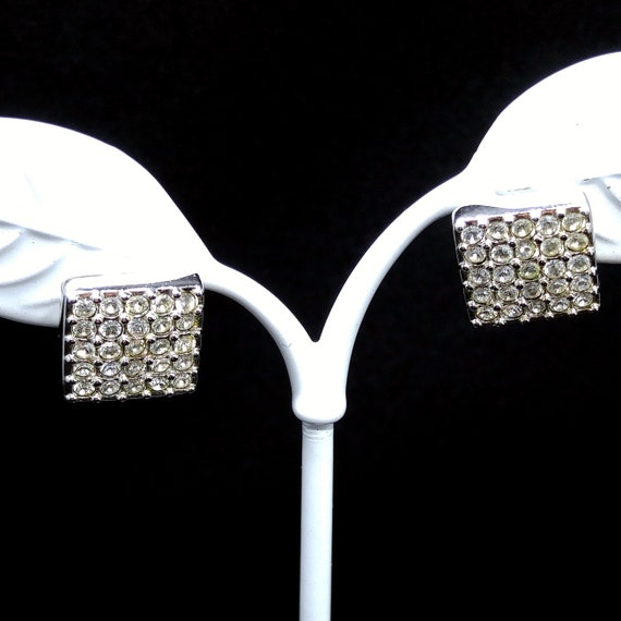 Swarovski Square Rhinestone Post Earrings, Swan L… - image 4