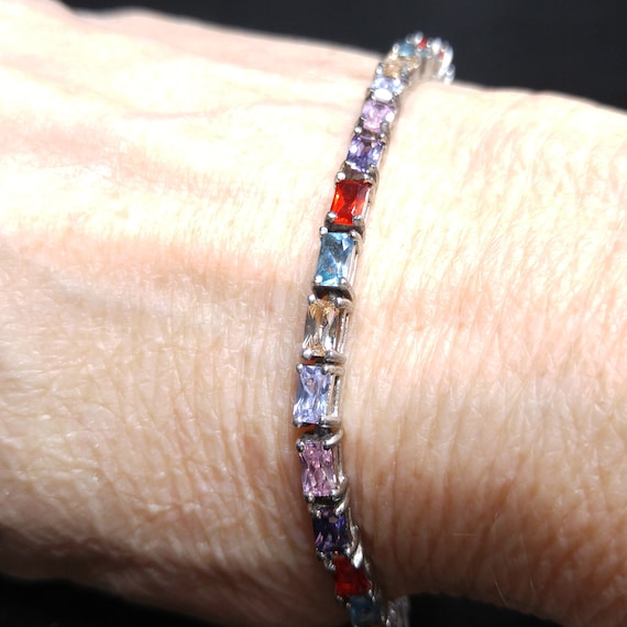 Silver Multi-colored Crystal Rhinestone Bracelet,… - image 10