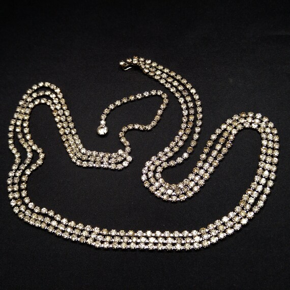 Clear Rhinestone Festoon Belt, Rhodium Plated, 1… - image 1
