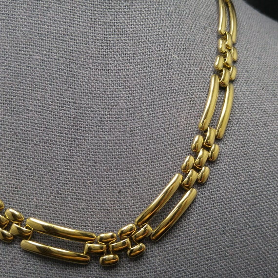 Monet Smooth Link Necklace, Gold Plated, 1980s Vi… - image 10