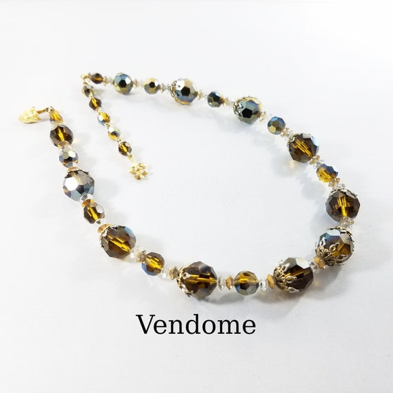 Vendome Necklace Aurora Borealis Mink Brown Swarovski Crystal Single Strand 1960s Vintage Jewelry Etsy UK