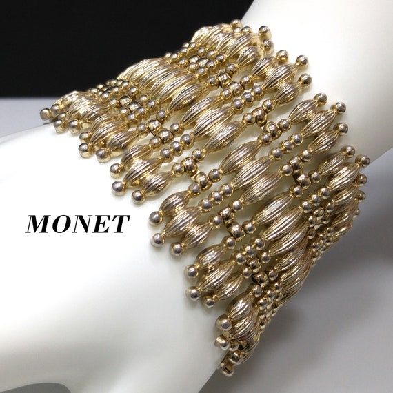 Monet "Minaret" Mid-Century Bracelet, Gold Plated… - image 5