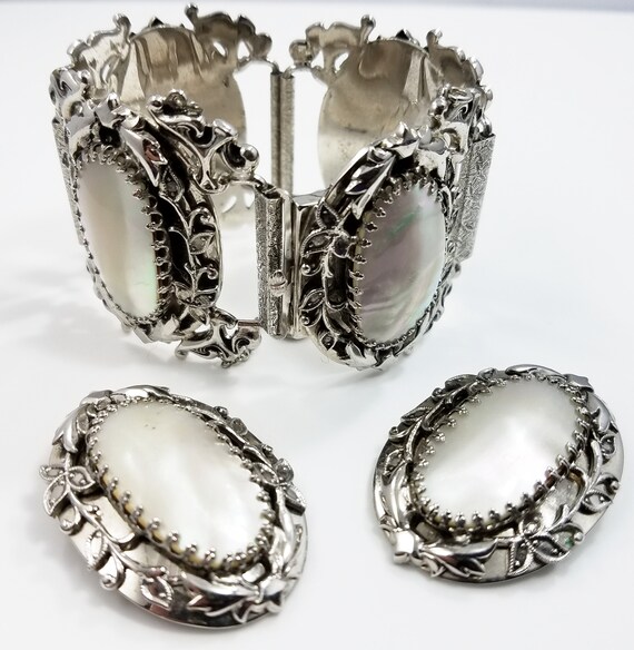 Whiting & Davis Bracelet Earrings Set, Mother of … - image 3
